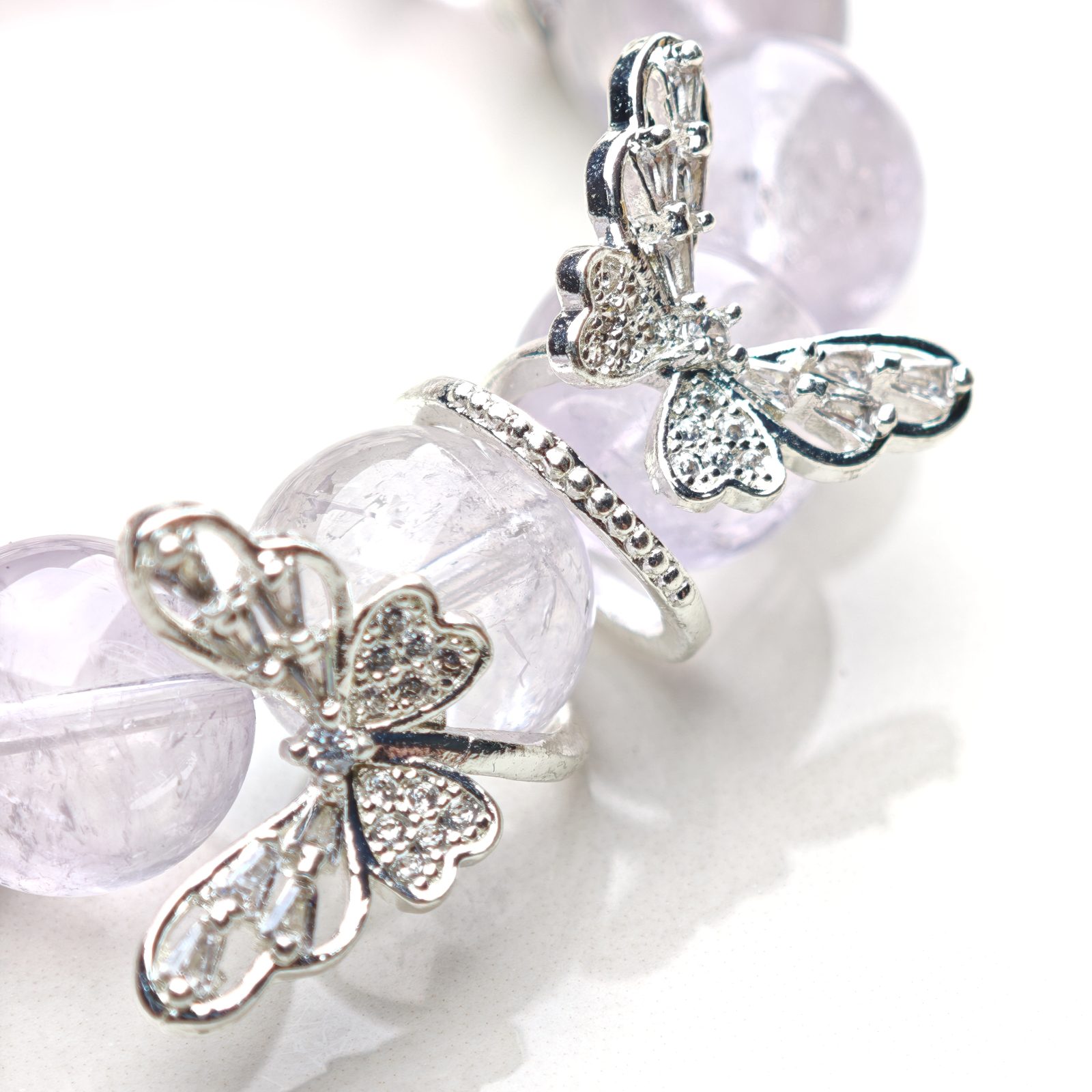 Butterfly Aura – Lavender Rose Quartz & Crystal Bracelet – alternate view 3 by ImperfectRealm