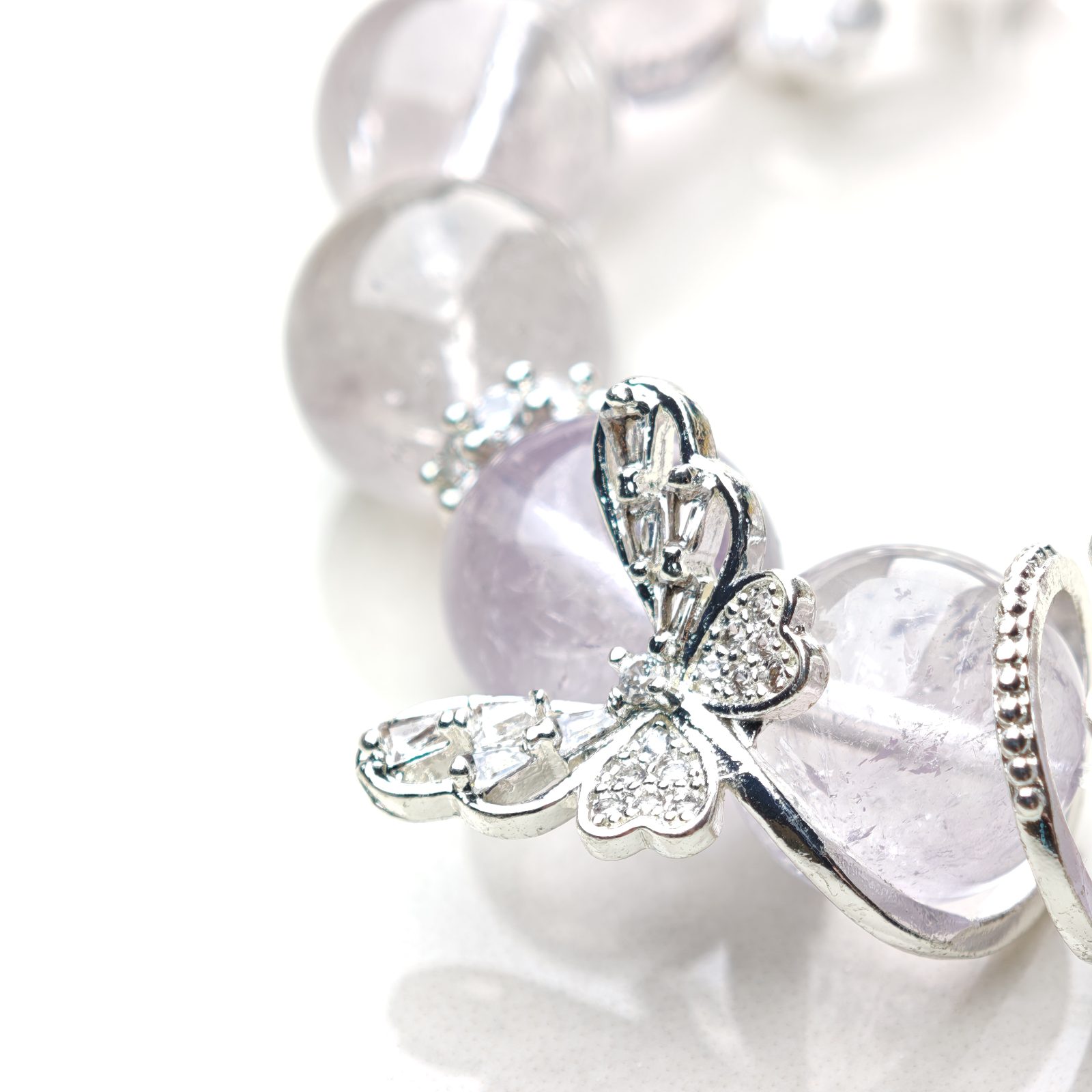Butterfly Aura – Lavender Rose Quartz & Crystal Bracelet – alternate view 4 by ImperfectRealm