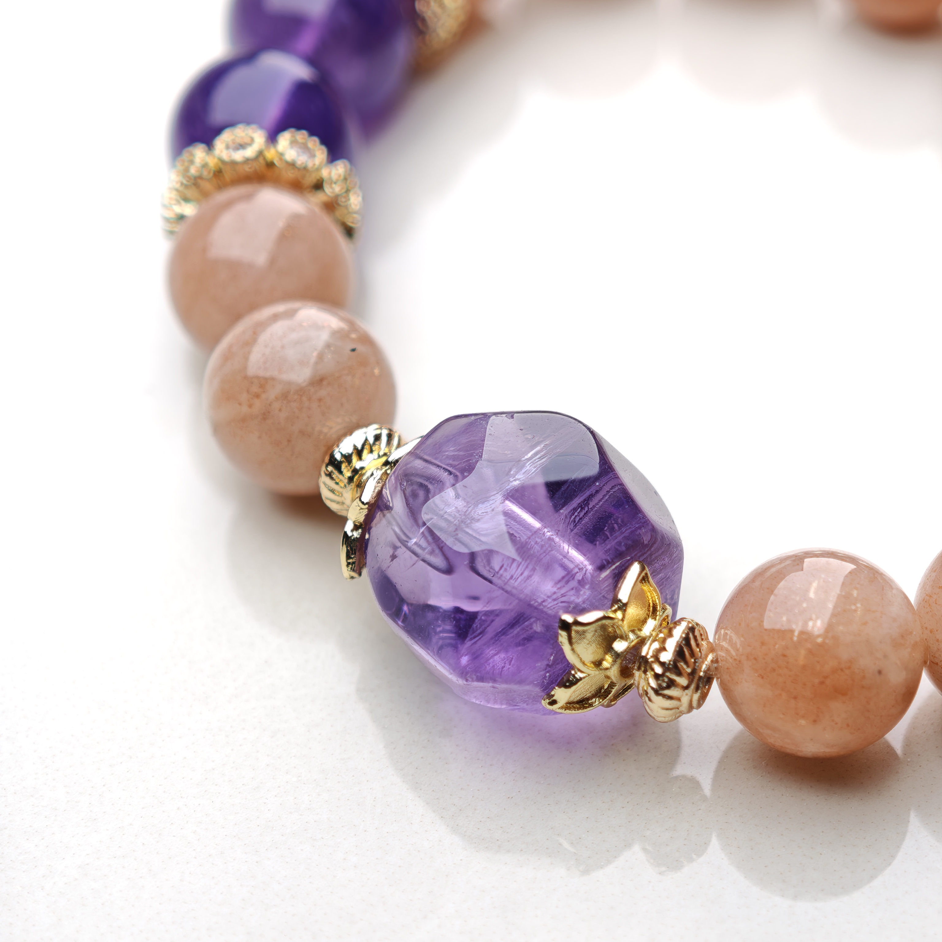 Mystic Bloom – Sunstone & Amethyst Bracelet – alternate view 4 by ImperfectRealm