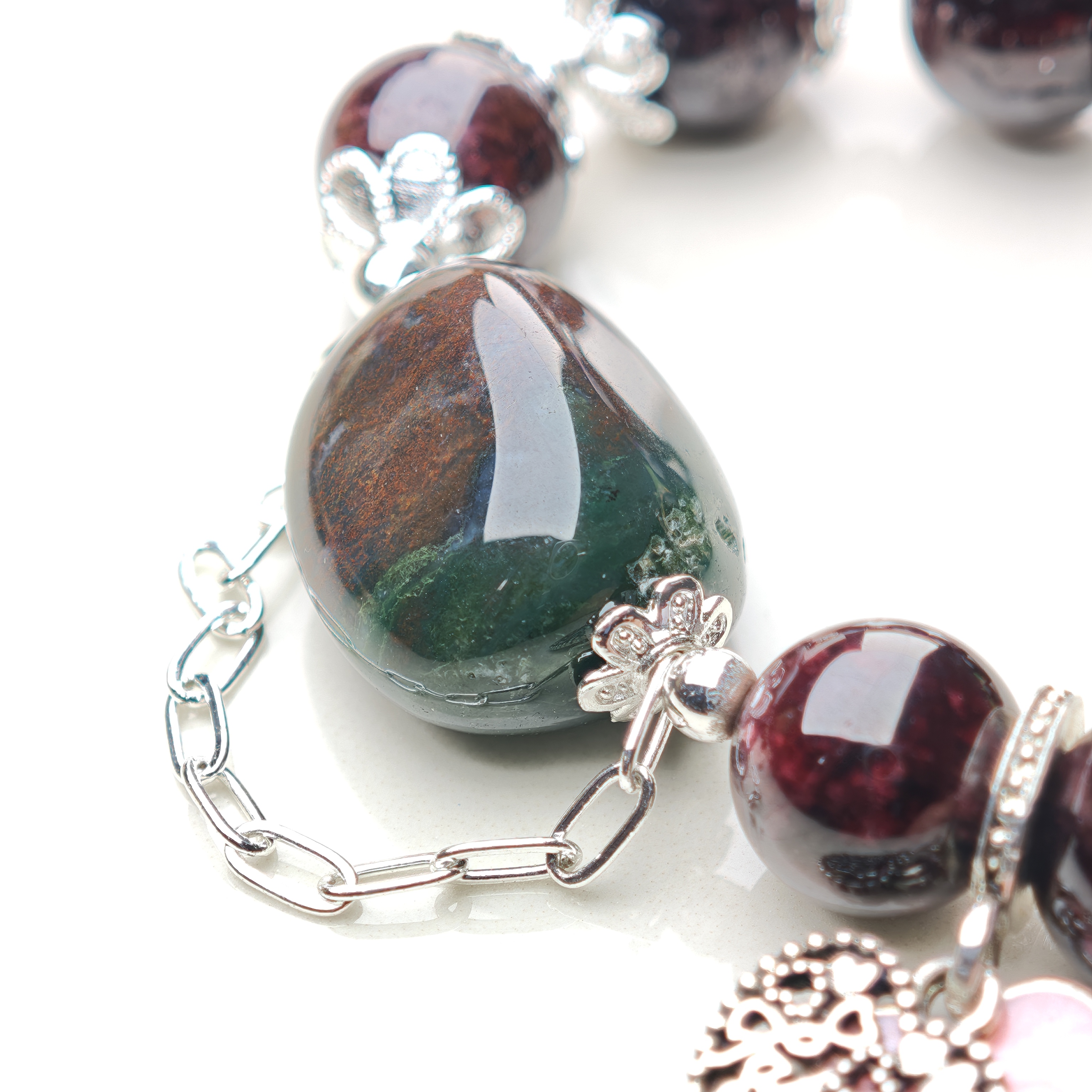 Garnet Heartbeat – Garnet & Bloodstone Charm Bracelet – alternate view 4 by ImperfectRealm