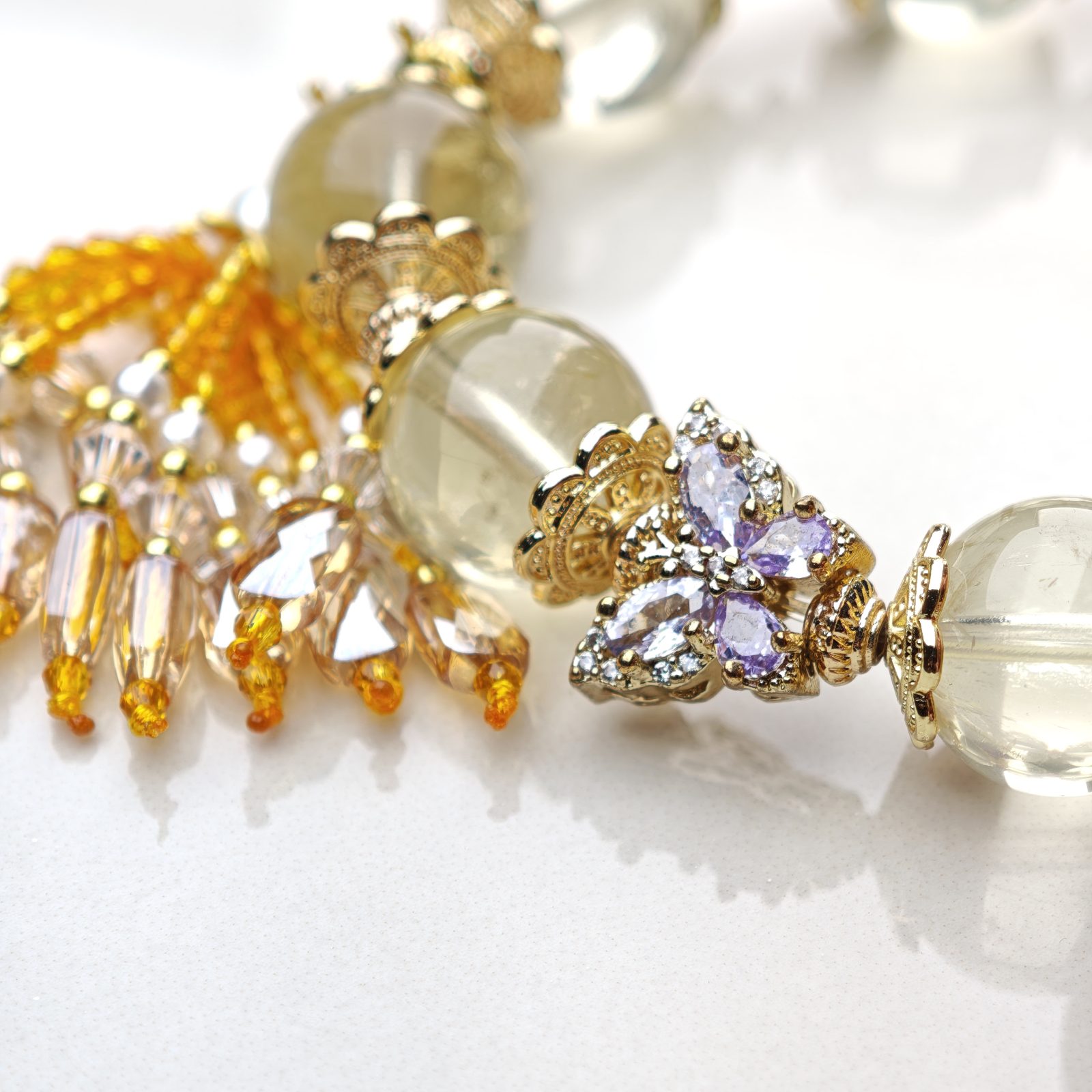 Citrus Gleam – Lemon Quartz & Butterfly Tassel Bracelet – alternate view 4 by ImperfectRealm