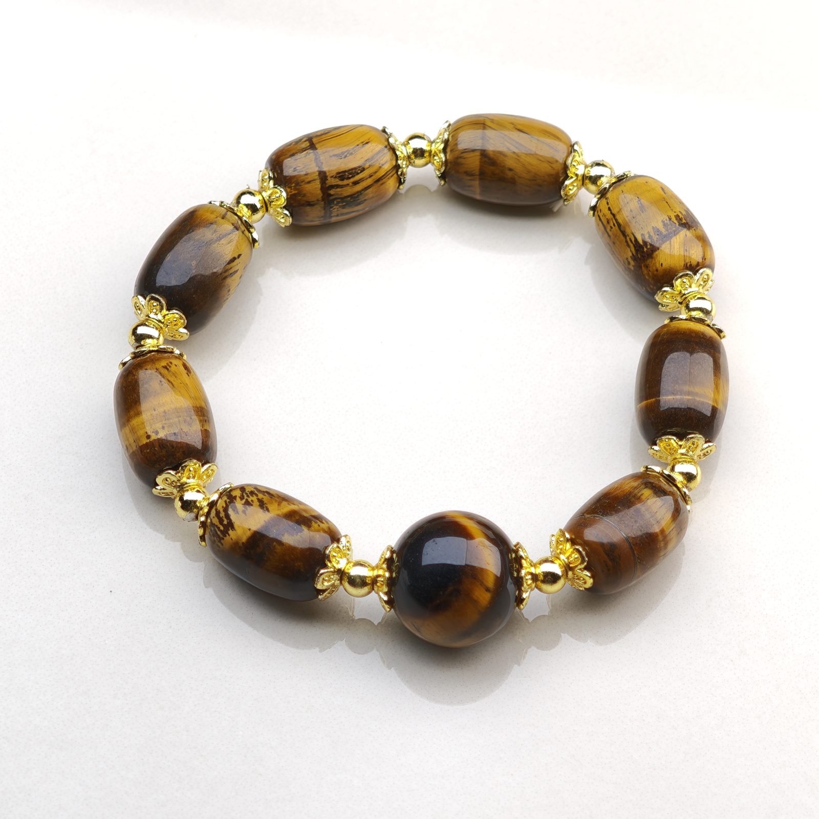 Guardian Flame – Tiger Eye Oval Beads Bracelet by ImperfectRealm