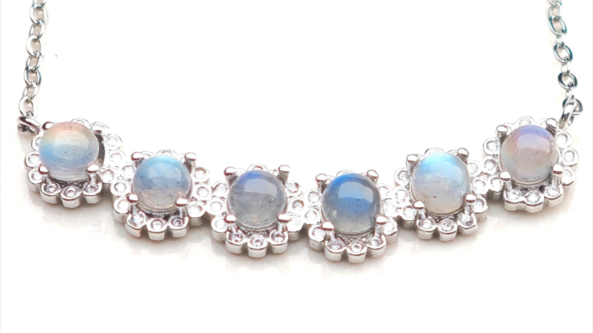 Moonchant Halo – Moonstone Glow & Silver Blossom Necklace by ImperfectRealm