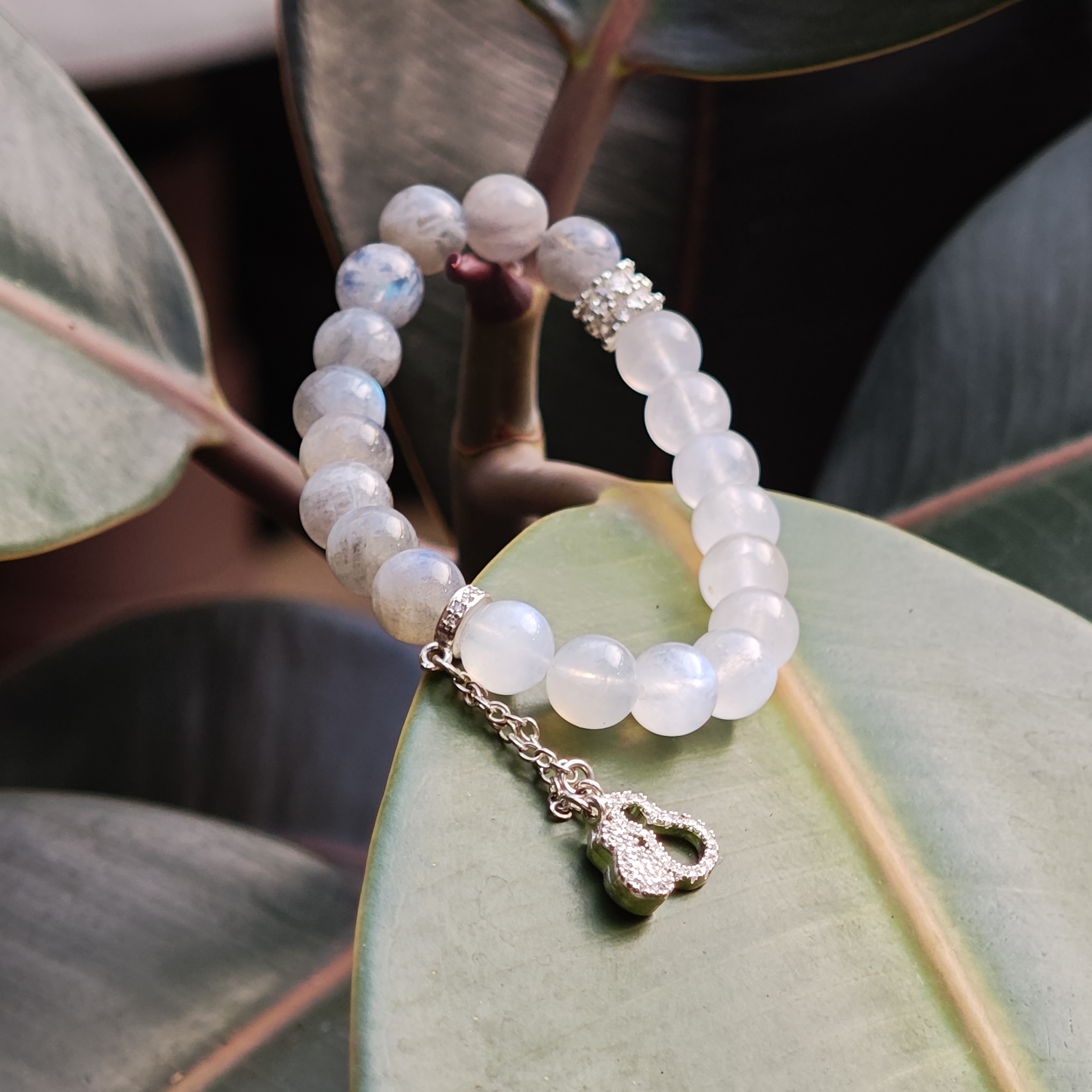 Moonlit Duo – White & Gray Moonstone Bracelet – alternate view 5 by ImperfectRealm