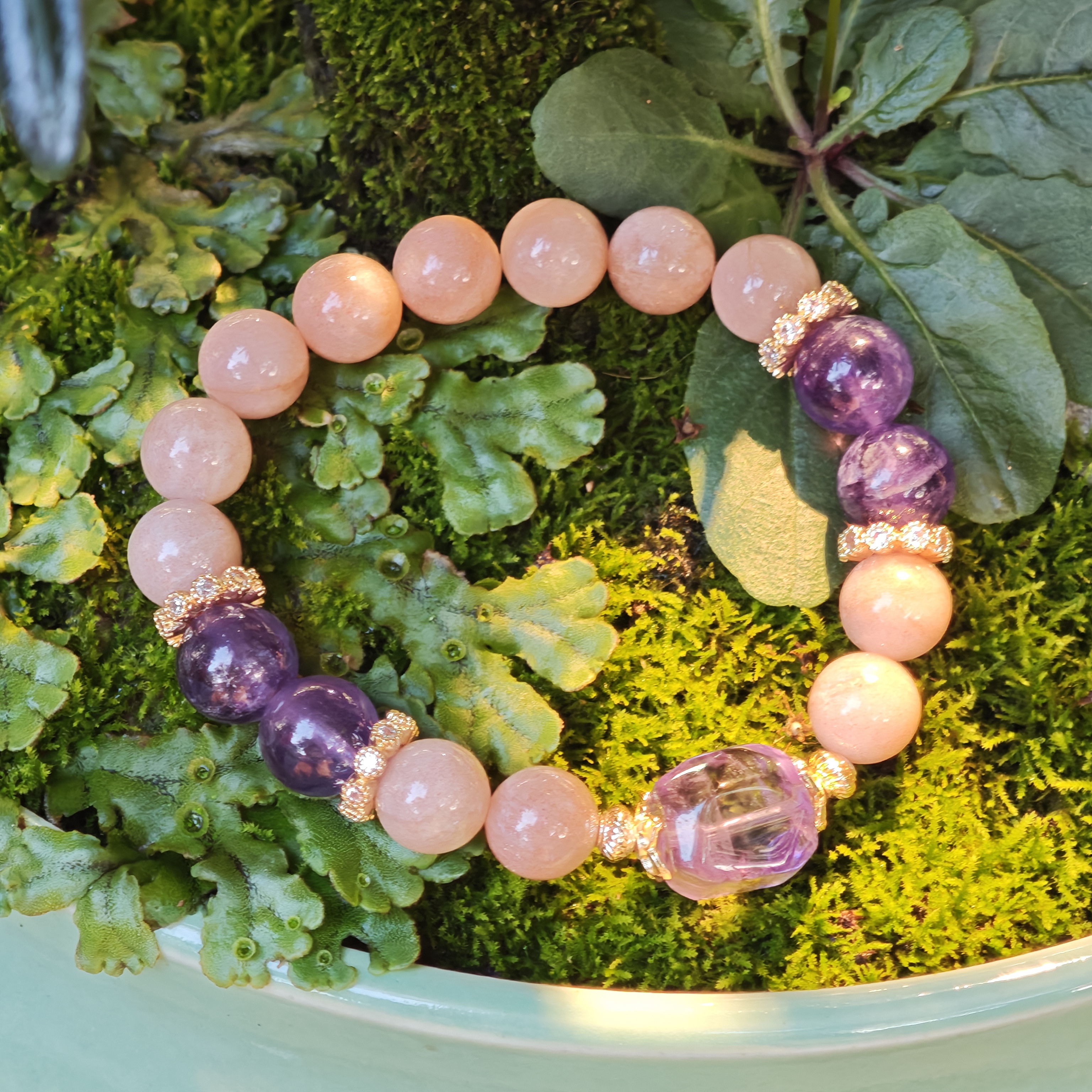Mystic Bloom – Sunstone & Amethyst Bracelet by ImperfectRealm