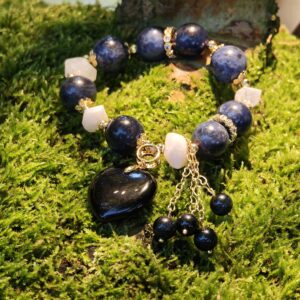 Midnight Heart – Sodalite & Black Obsidian Bracelet