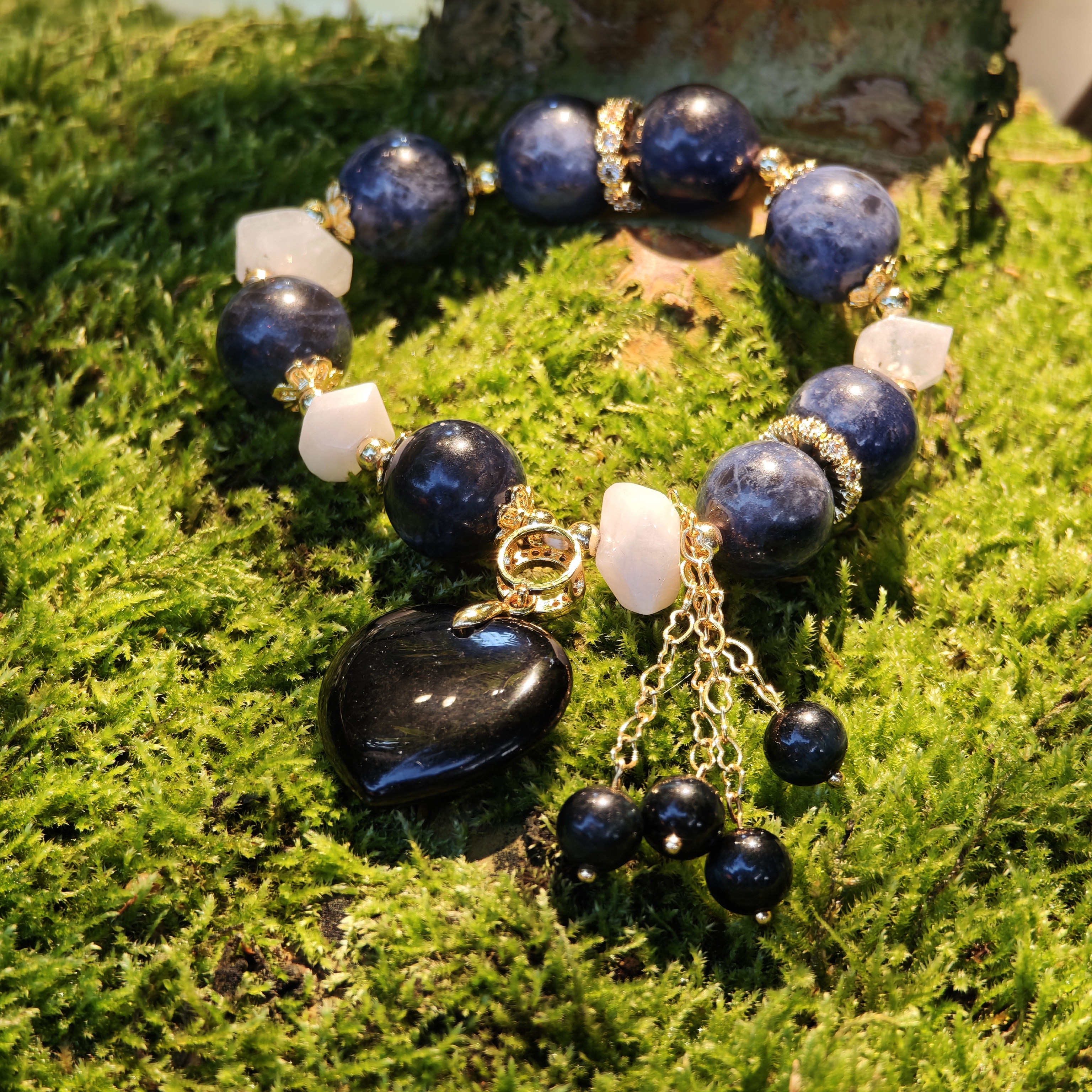 Midnight Heart – Sodalite & Black Obsidian Bracelet by ImperfectRealm