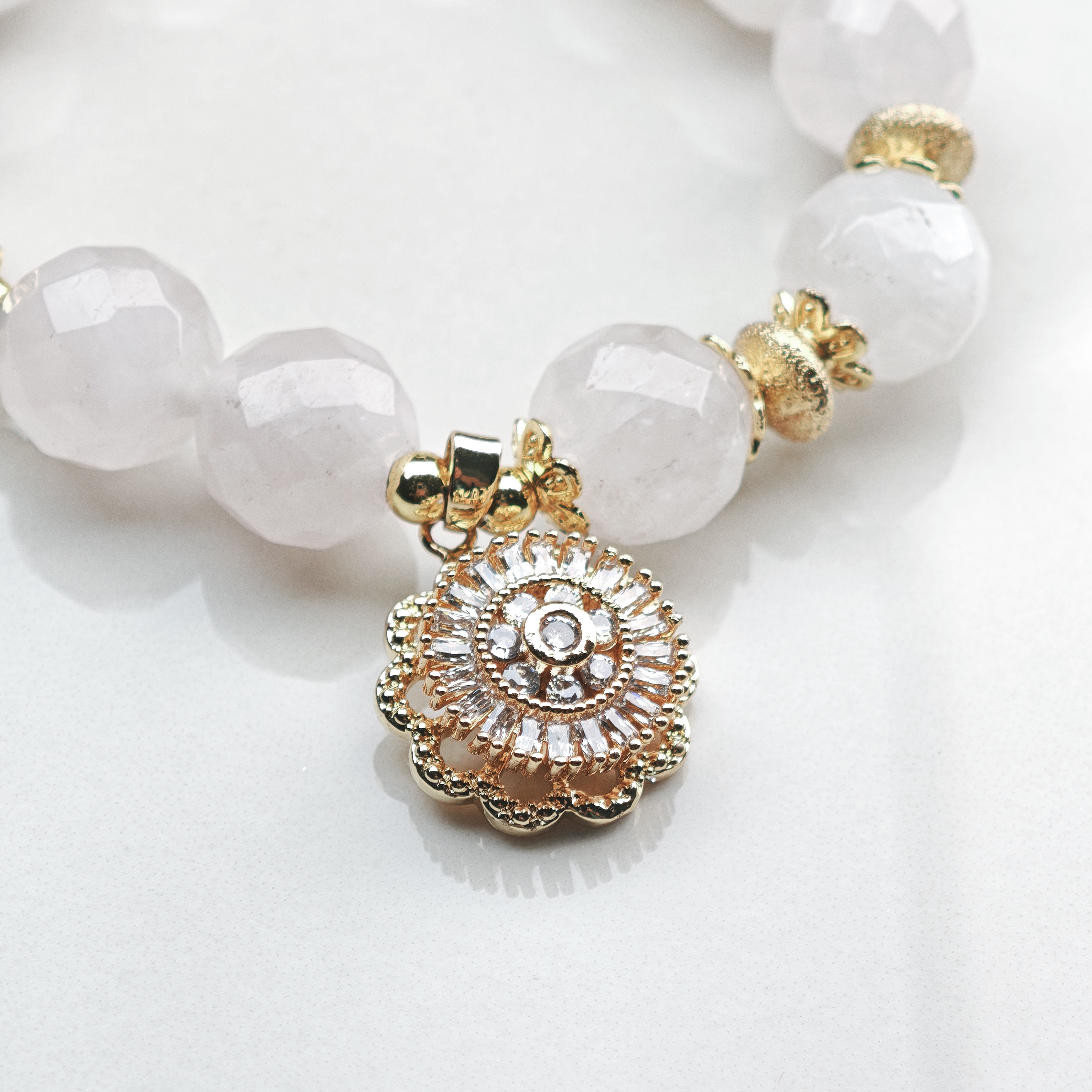 Theia's Radiance – White Agate & Solar Gold Charm Bracelet – alternate view 4 by ImperfectRealm