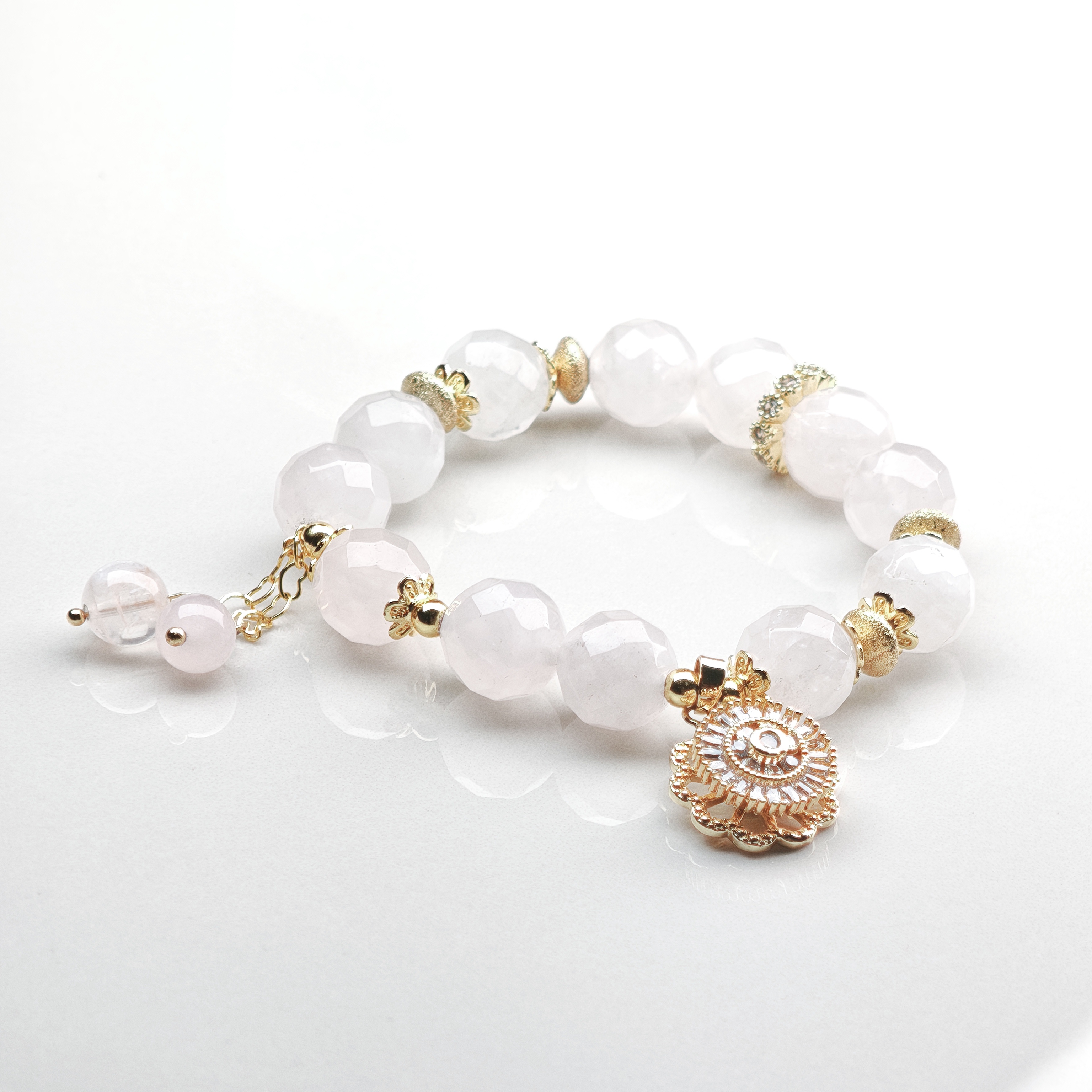 Theia's Radiance – White Agate & Solar Gold Charm Bracelet – alternate view 7 by ImperfectRealm