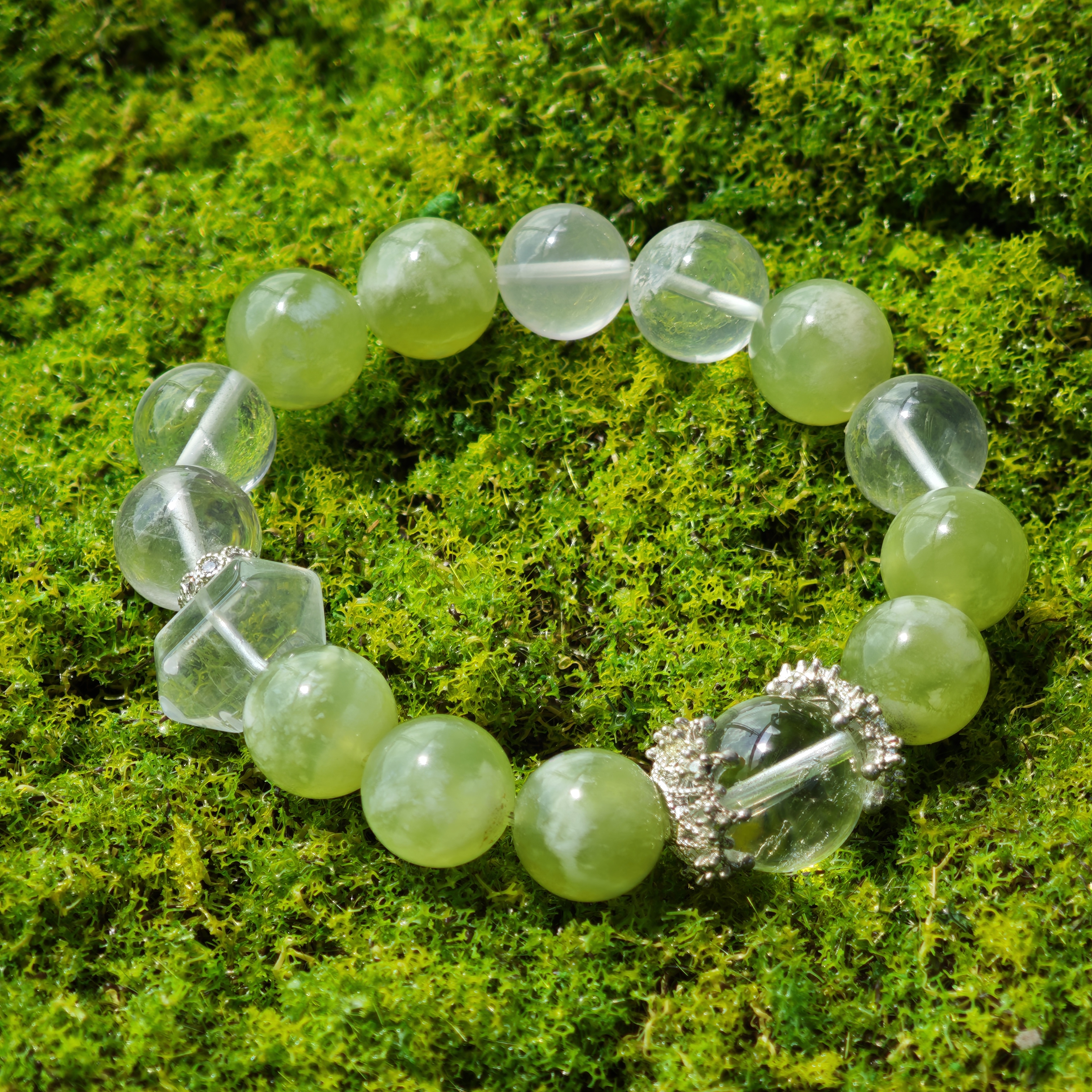 Clarity Dew – Prehnite & Clear Quartz Bracelet – alternate view 3 by ImperfectRealm