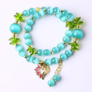Mermaid's Laugh – Aqua Cat Eye Double Bracelet