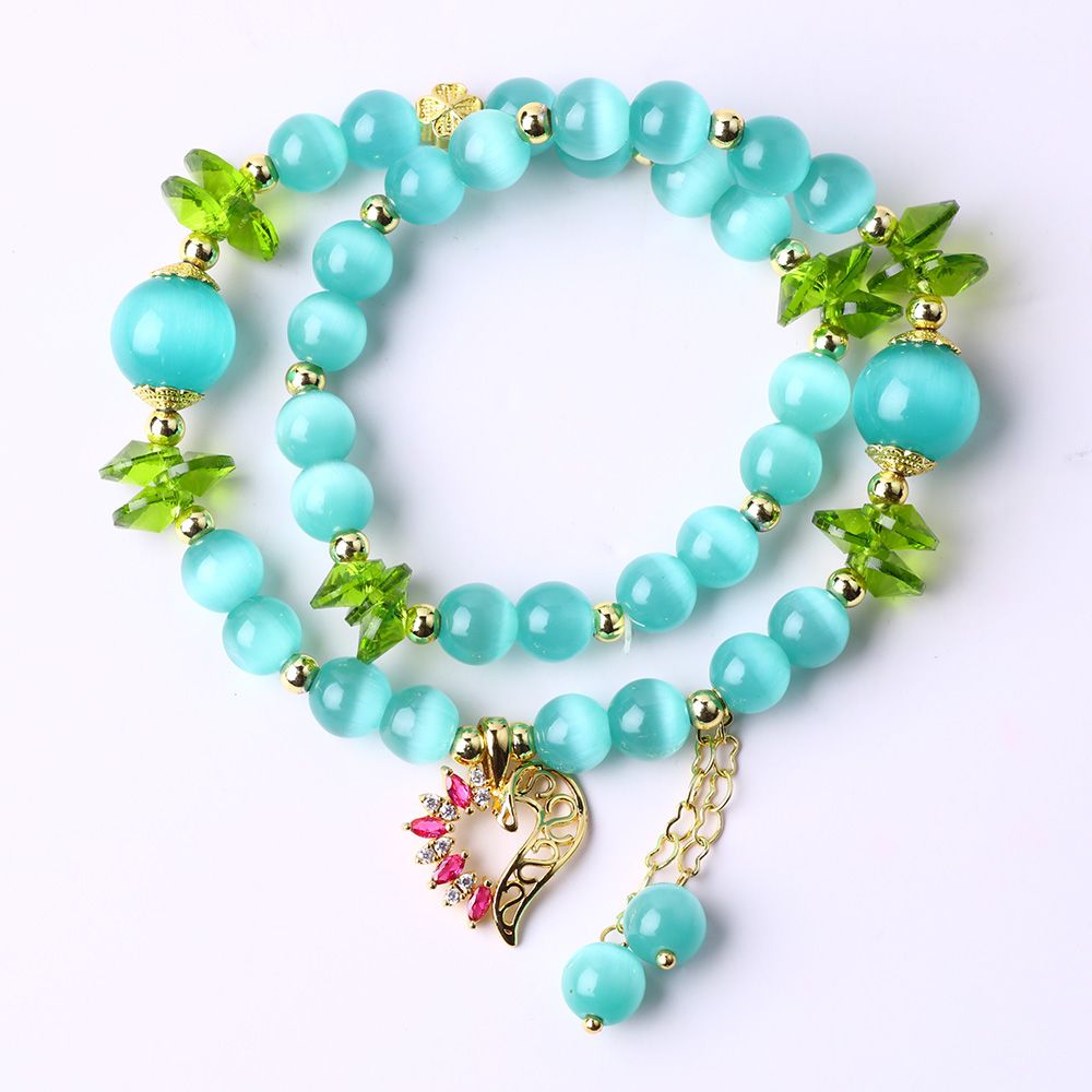 Mermaid's Laugh – Aqua Cat Eye Double Bracelet by ImperfectRealm