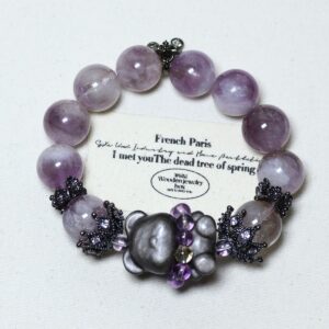 Crowned Bear – Purple Rutilated Quartz Bracelet