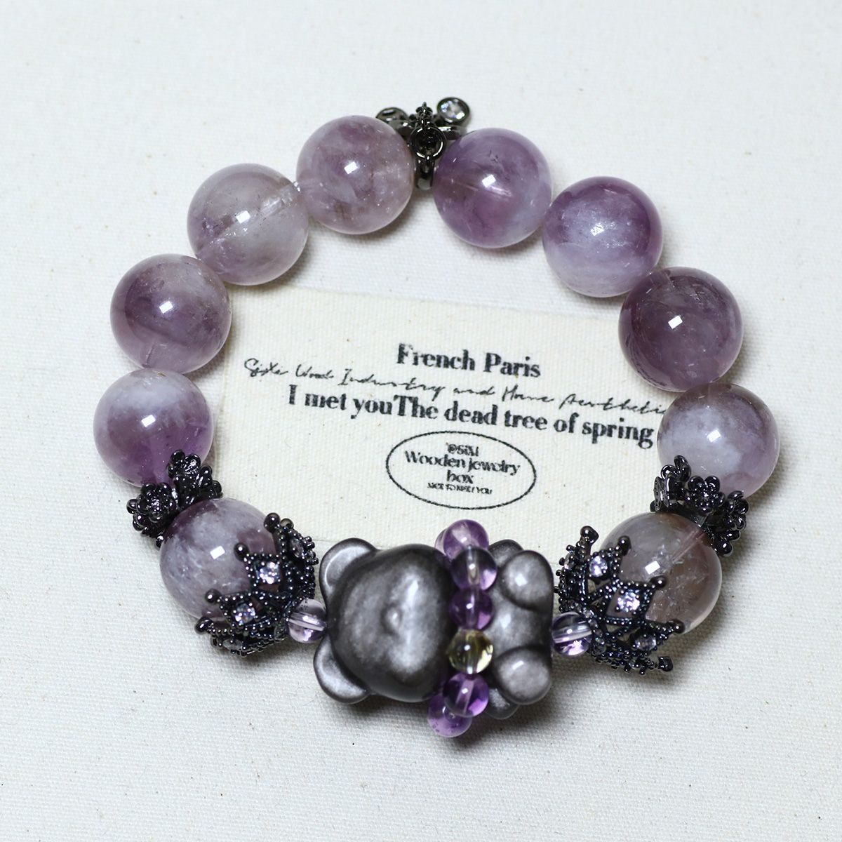 Crowned Bear – Purple Rutilated Quartz Bracelet by ImperfectRealm