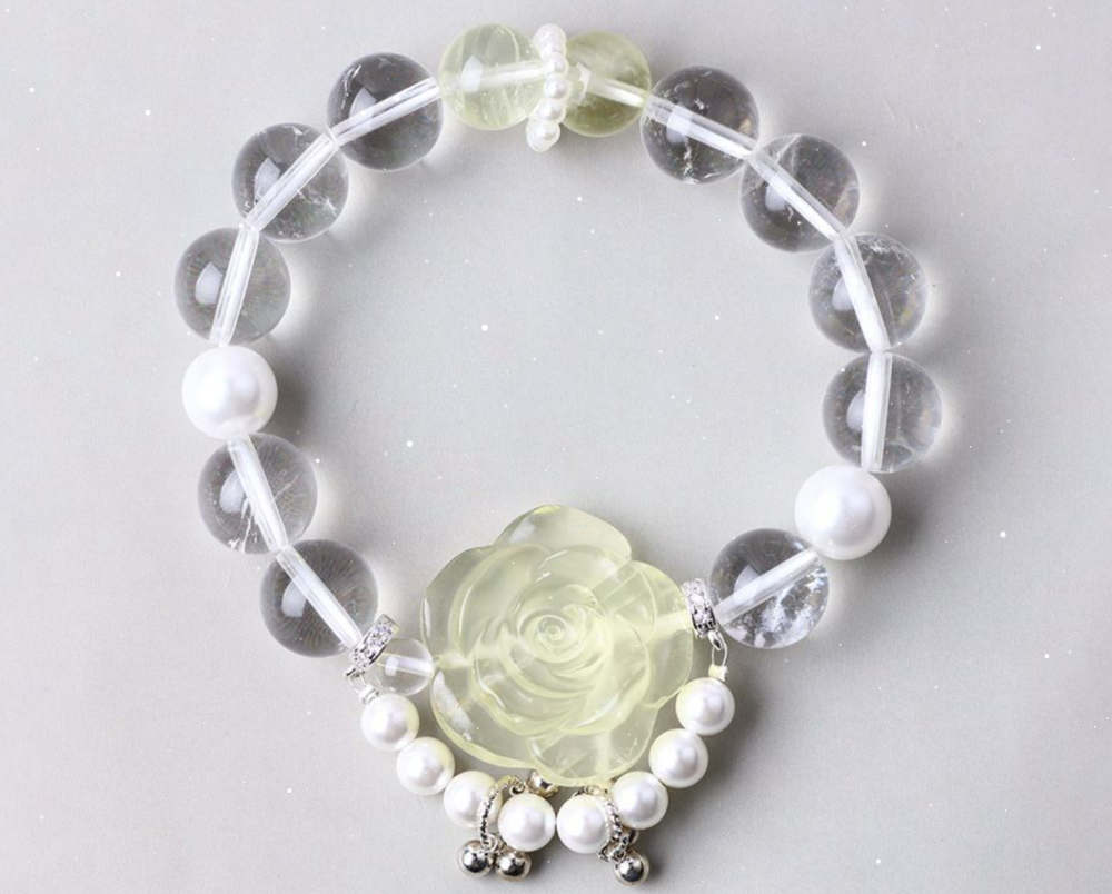 Luminous Bloom – White Crystal, Lemon Quartz & Shell Pearl Bracelet – alternate view 5 by ImperfectRealm
