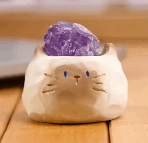Cuddle Cat – Handmade Crystal Desk Pet