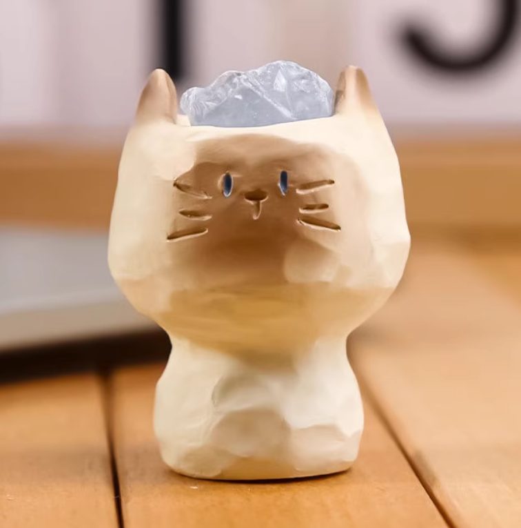 Tippy Jar Cat – Handmade Crystal Desk Pet by ImperfectRealm