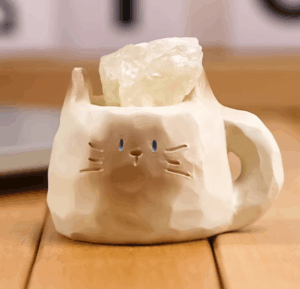 Sippy Cat – Handmade Crystal Desk Pet